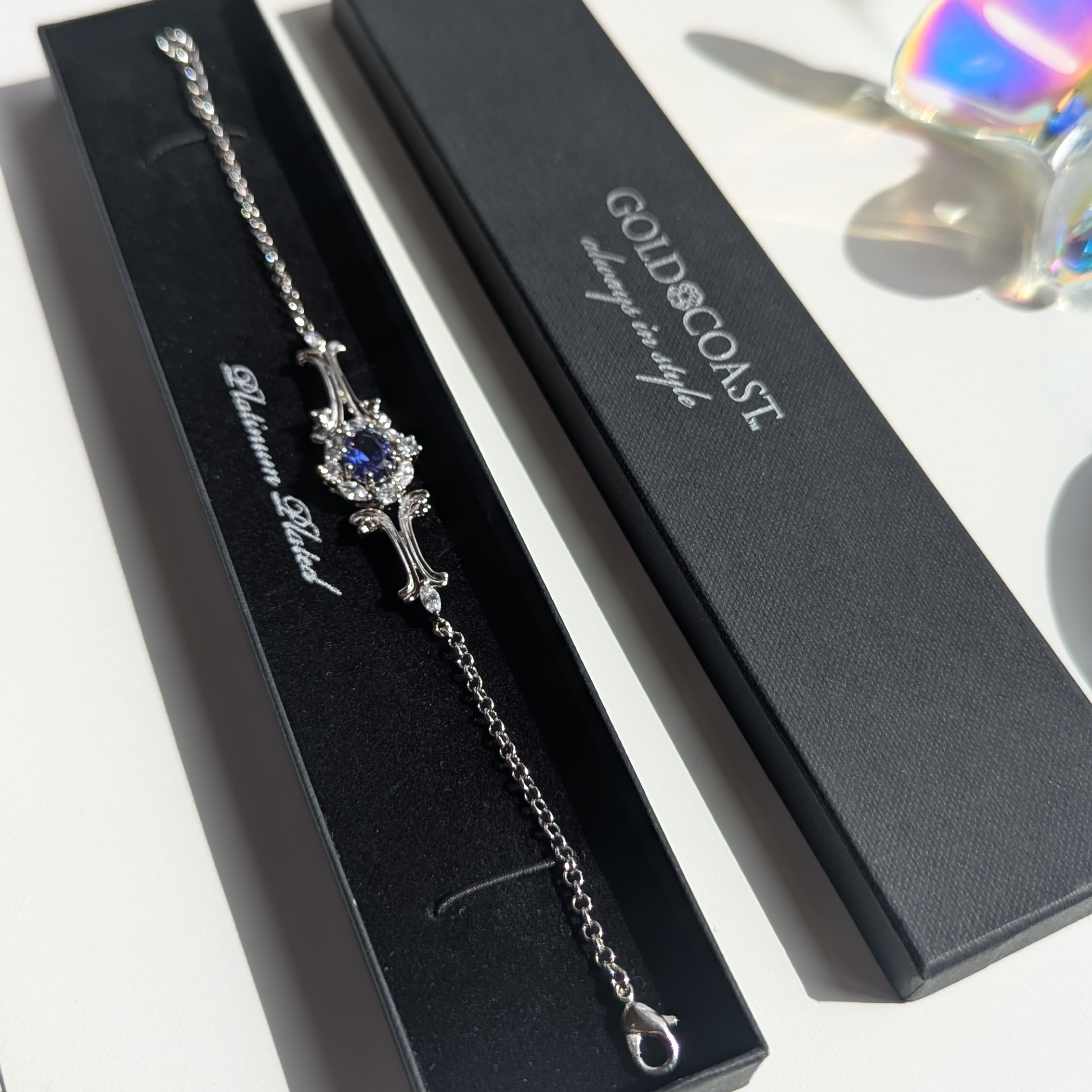 Gold Coast Platinum Plated Cz Bracelet 6.75